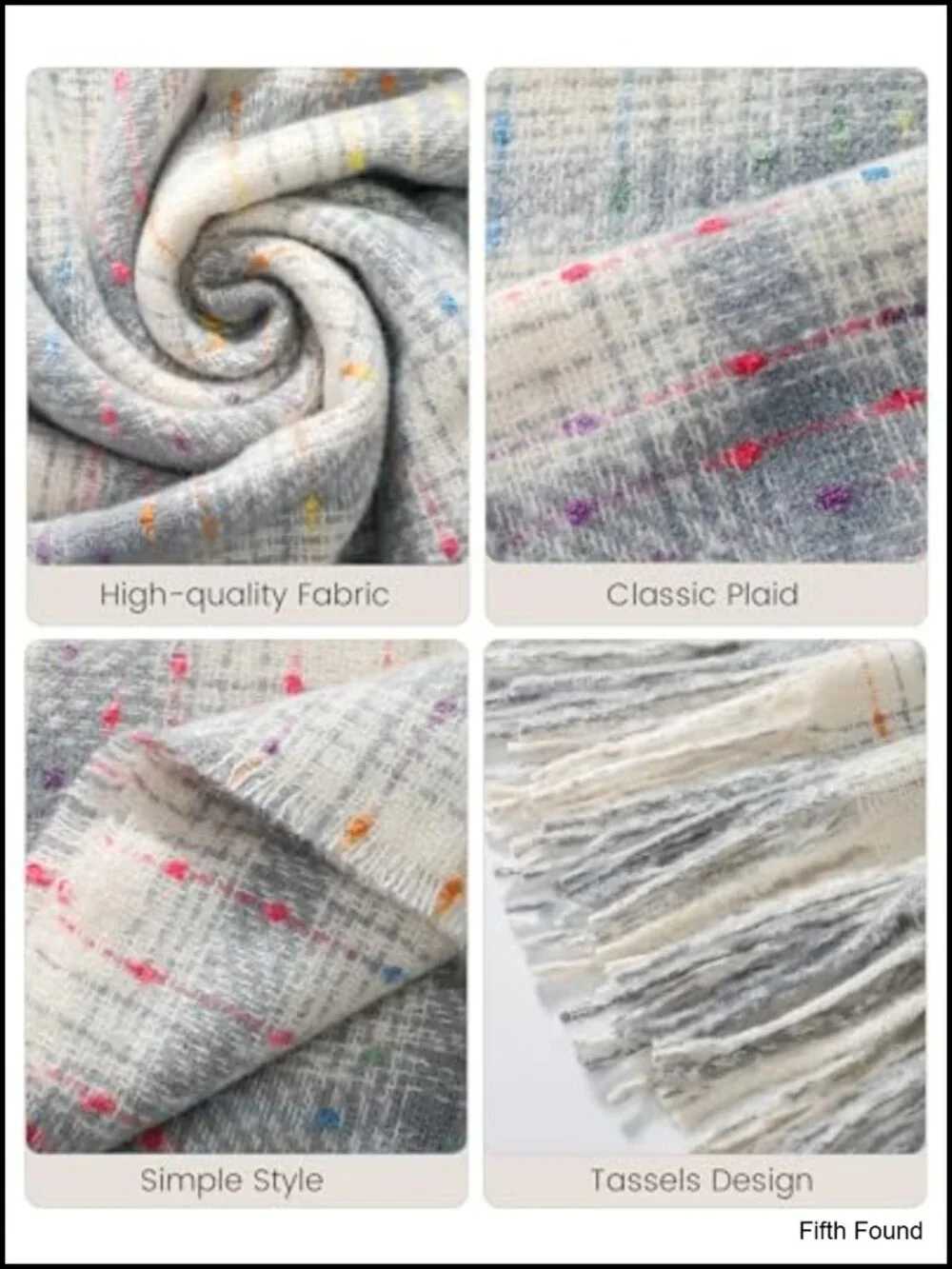 Premium Soft Polyester Blanket Scarf Women Winter Warm Shawl Tassel